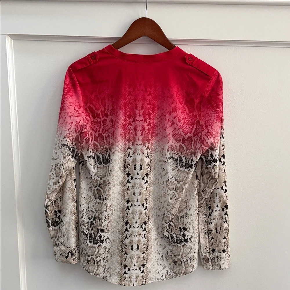 Calvin Klein Pink & Cream Ombre Snake-Print Blouse• EUC ore-owned condition - Picture 3 of 15